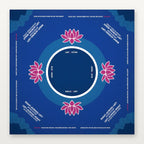 Deep blue American Mahjong Mat by USA Mahjong Co. featuring indigo lotus design, 3mm thick non-slip rubber for secure play.