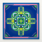 Deep blue American Mahjong mat by USA Mahjong Co., 3mm thick non-slip rubber with mystical evil eye design and Charleston rules.