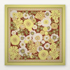 Yellow floral American Mahjong Mat by USA Mahjong Co., 800mm non-slip rubber mat with retro sunshine floral pattern.