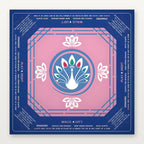 Royal sapphire blue Mahjong mat by USA Mahjong Co. featuring peacock design, 3mm thick non-slip rubber for professional American Mahjong.