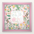 Pink floral American Mahjong Mat by USA Mahjong Co., 800mm non-slip rubber with spring sparrow design from Charleston Collection.